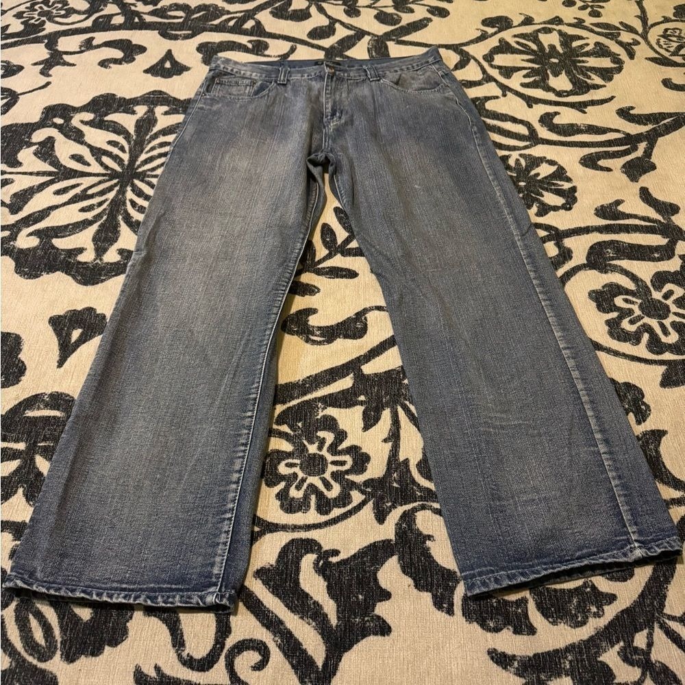 Sean‎ John Blue Jeans 38 Baggy Loose Fit Hip Hop Y2K Embroidered Logo (1027)